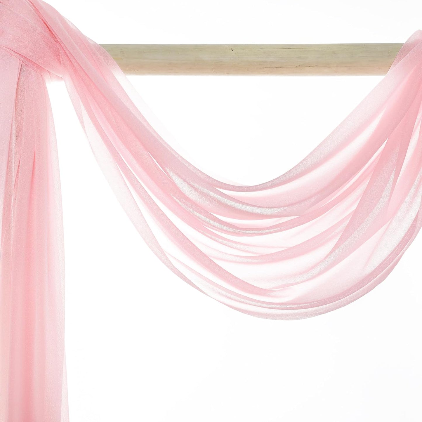 VDS Pack of 2 Panel (30 Inch X 50 Feet) Wedding Arch Draping Fabric Sheer Chiffon Fabric Drapery for Wedding Ceremony Reception Swag Backdrop Canopy Chuppah ARBO Altars Decoration (Blush Pink)