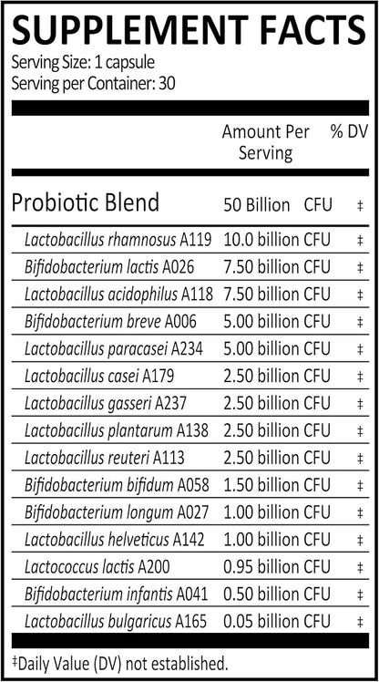 Genuine Health Probiotics, 50 Billion CFU, Daily Care, 15 Diverse Strains, Soy Free, Gluten Free, Vegan Delayed-Release Capsules for Advanced Gut Health, 30 Count