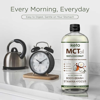 Keppi MCT Oil - From 100% Coconuts - Flavorless C8 and C10, Non-GMO, Certified Gluten-Free, Palm Oil Free, Vegan, Kosher, Halal, 32 oz Coconut Oil