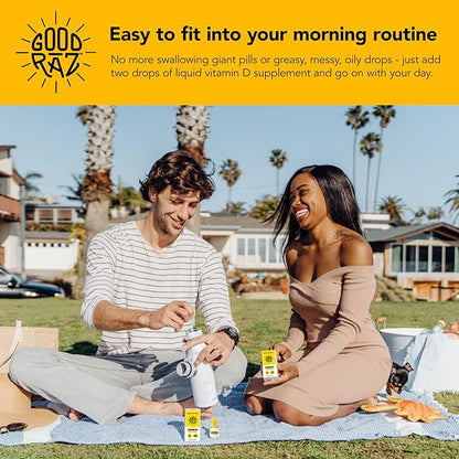 Vitamin D3 Drops for Adults 4-Month Supply – Water-Soluble Liquid Vitamin D, Non-GMO, Kosher Supplement – Easy to Absorb, No Stir, Flavorless D3 Liquid for Food or Drink