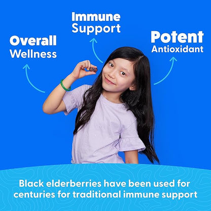 Feel Great Vitamin Co. Elderberry Gummies for Kids | Immune Support | Natural Antioxidant Immune Booster | with Vitamin C and Zinc | Gluten Free & Vegetarian | 90 Gummies
