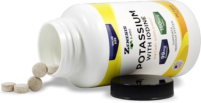 Potassium Gluconate 99mg + 150mcg Iodine from Kelp Bulk (250 Tablets/Bottle)