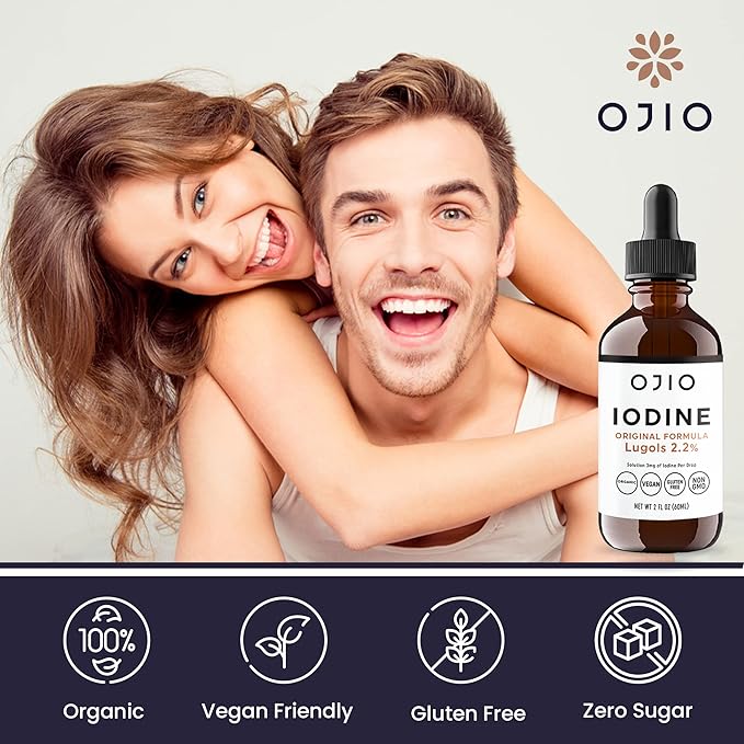 Lugols Iodine Solution 2% - 1 Year Supply - High Potency Liquid Oral Iodine Drops with Superior Absorption – Improves Overall Health & Energy for Women, Men, Kids - 2 fl Oz (Pack of 1)