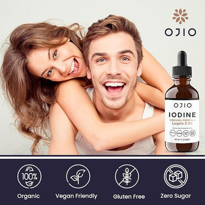 Lugols Iodine Solution 2% - 1 Year Supply - High Potency Liquid Oral Iodine Drops with Superior Absorption – Improves Overall Health & Energy for Women, Men, Kids - 2 fl Oz (Pack of 1)