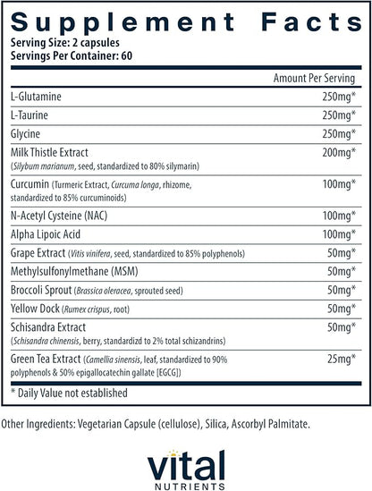 Vital Nutrients Detox Formula | Vegan Liver Detox | Antioxidant Supplement Promotes Liver & Detoxification Support | Gluten, Dairy, Soy Free | Non-GMO | 120 Capsules