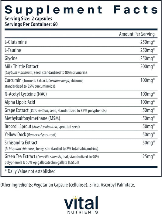 Vital Nutrients Detox Formula | Vegan Liver Detox | Antioxidant Supplement Promotes Liver & Detoxification Support | Gluten, Dairy, Soy Free | Non-GMO | 120 Capsules