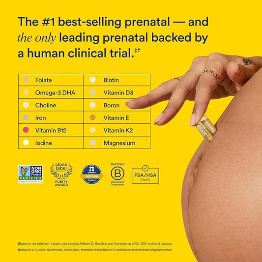 Ritual Essential for Women Prenatal Multivitamin: Folate & Choline for Neural Tube Support, Omega-3 DHA for Fetal Brain Development, Iron, Calcium-Helper D3 & K2, Non-GMO, Vegan, Mint, 30 Days