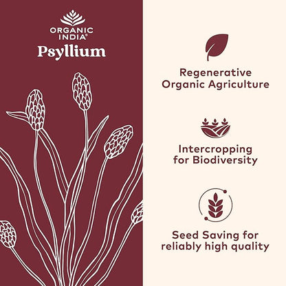 ORGANIC INDIA Psyllium Husk Capsules - Fiber Supplement, Healthy Elimination - Vegan, Keto, Gluten-Free, USDA Certified Organic, Non-GMO, Soluble & Insoluble Fiber Source - 180 Count (Pack of 2)