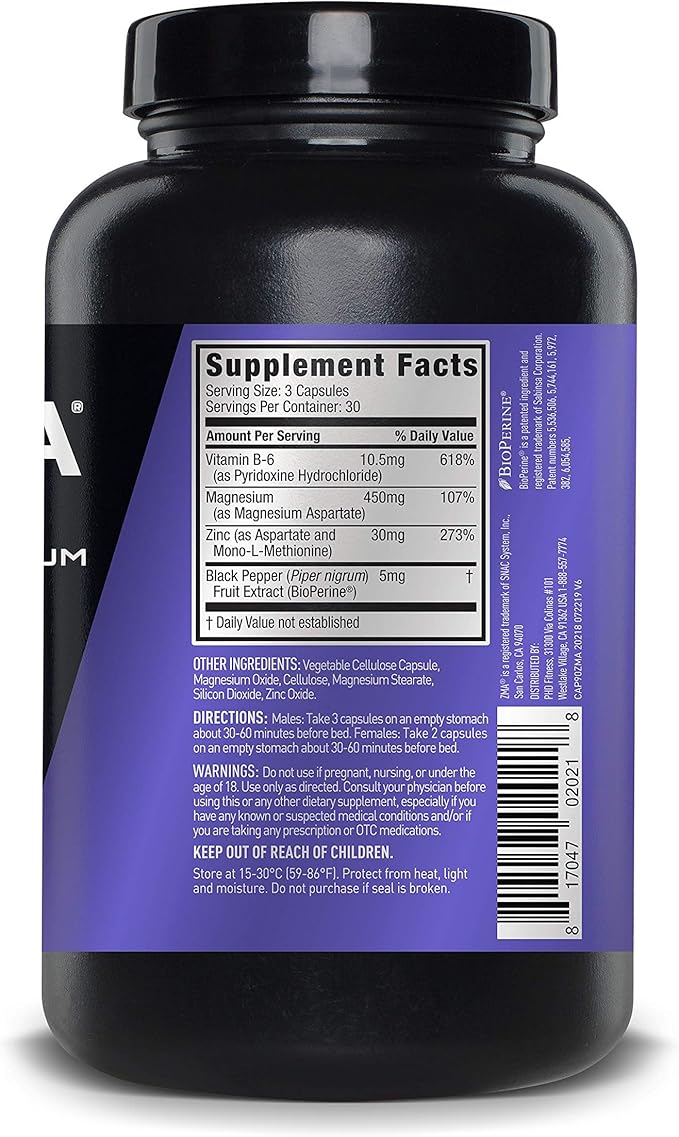 ZMA JYM, Zinc & Magnesium Supplement - Zinc, Magnesium and Vitamin B6, YM Supplement Science, 90 Vegetarian Capsules