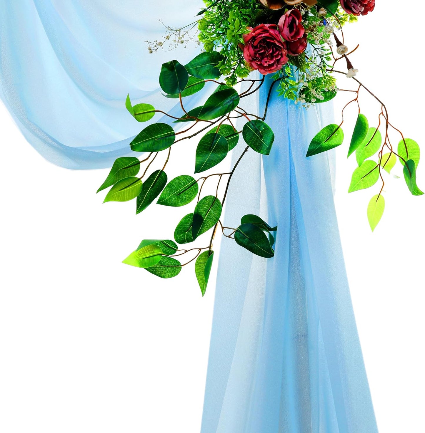 VDS Pack of 1 Panel (30 Inch X 100 Feet) Wedding Arch Draping Fabric Sheer Chiffon Fabric Drapery for Wedding Ceremony Reception Swag Backdrop Canopy Chuppah ARBO Altars Decoration (Turquoise)