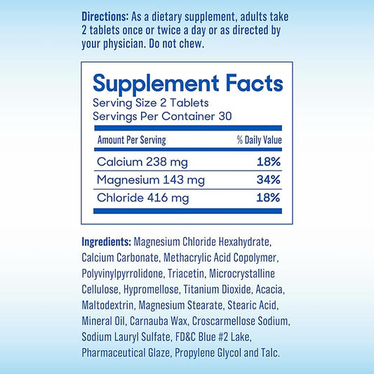 SlowMag Mg Muscle + Heart Magnesium Chloride with Calcium Supplement, 60 Count