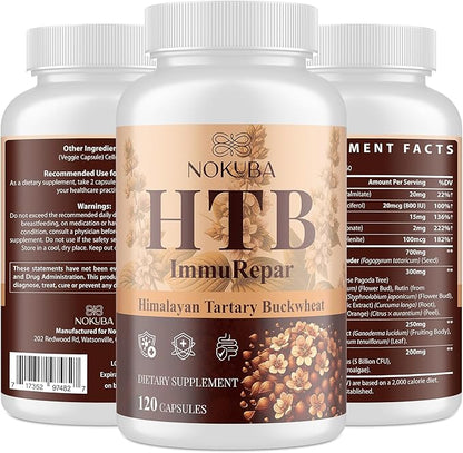 Himalayan Tartary Buckwheat Supplement with Quercetin, Vitamin C, D, Zinc, Curcumin for Immune Support & Antioxidant & Gut Health - 120 Vegan Capsules