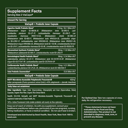 Seed DS-01 Daily Synbiotic - Prebiotic and Probiotic for Women & Men - Digestive Health, Gut Health, Immune Support, Bloating & Constipation Relief - Vegan & Shelf-Stable - 60 Capsules (30-Day Supply)