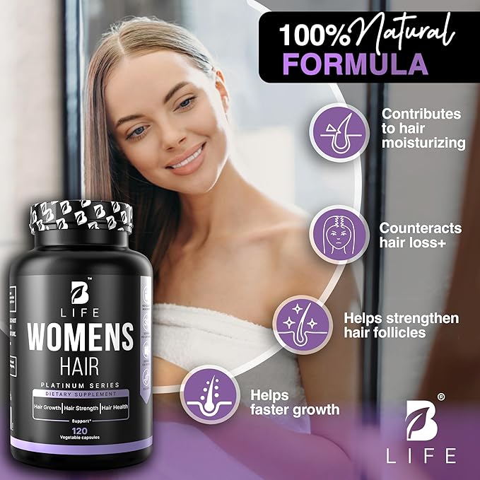 Hair Vitamins for Hair Loss for Women – Biotin for Hair Growth – Hair Loss Treatments for Women – Healthy Hair Skin and Nails –120 Capsules – 30 Servings