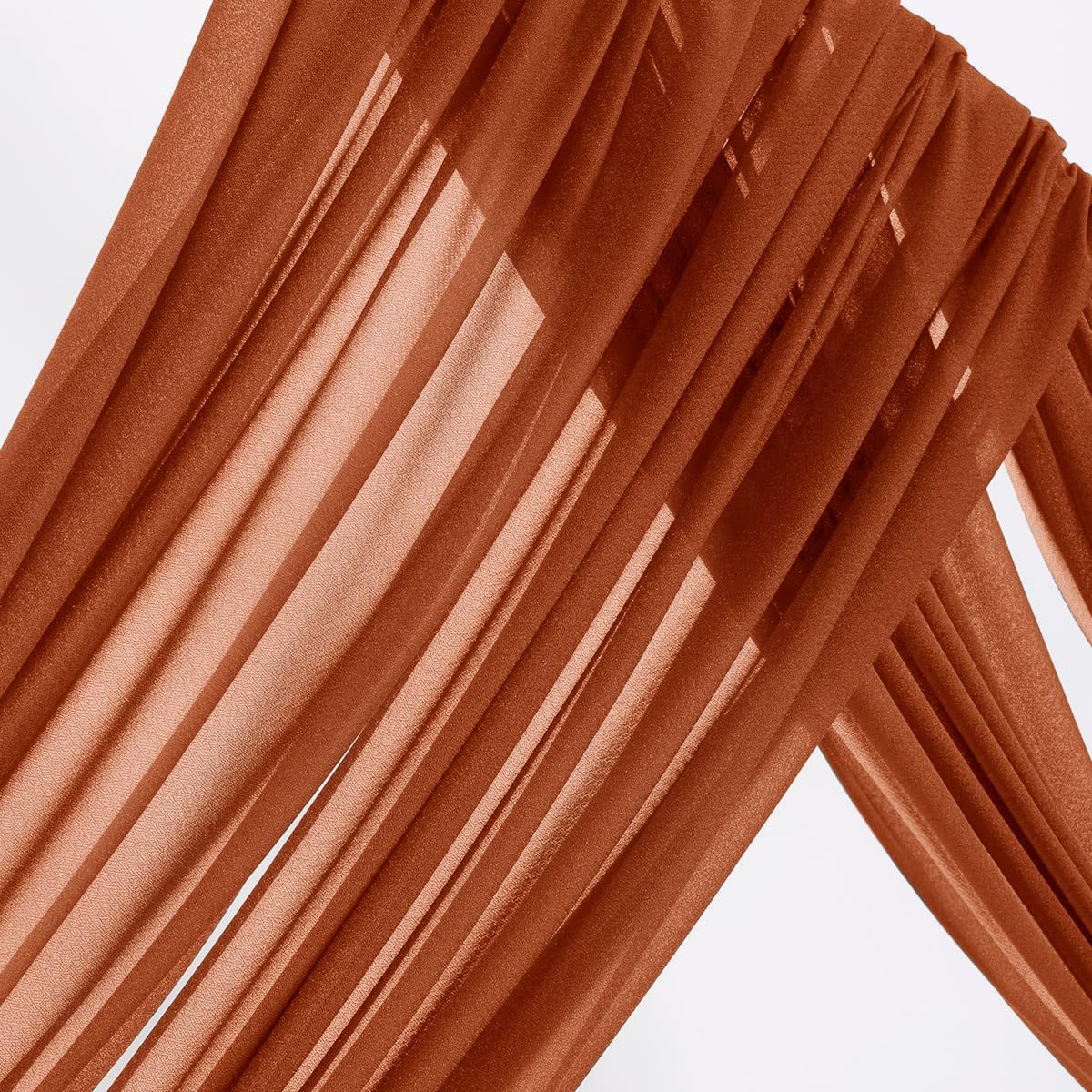 MLMW Fall Wedding Arch Draping Fabric 2 Panels 29" x 20Ft Burnt Orange Terracotta Sheer Wedding Arch Backdrop Drapes Outdoor Curtain for Thanksgiving Ceremony Party Background Ceiling Decor