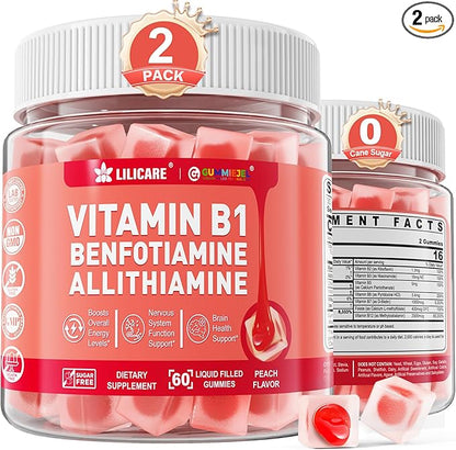 Vitamin B1 & Methylated Vitamin B Complex Gummies - All B Vitamins, Benfotiamine, Thiamine & Inositol, Methylated B1 B2 B6 Multivitamins, L-methylfolate, Methyl B12 for Nerve Cognition Energy, 120Cts