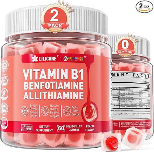 Vitamin B1 & Methylated Vitamin B Complex Gummies - All B Vitamins, Benfotiamine, Thiamine & Inositol, Methylated B1 B2 B6 Multivitamins, L-methylfolate, Methyl B12 for Nerve Cognition Energy, 120Cts