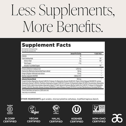 Arbonne Gut Health Digestion Support - Microbiome Prebiotic and Probiotic Drink Mix, Probiotic Powder and Prebiotic Powder with Enzymes for a Healthy Gut