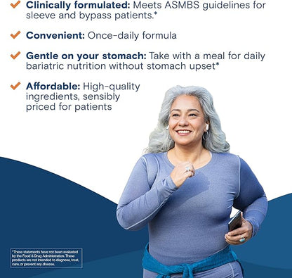 Bariatric Fusion One Per Day Bariatric Multivitamin with Iron for Women | with Hair and Nails Vitamins Blend | Gastric Bypass and Sleeve Gastrectomy | 30 Capsules | 1 Month Supply