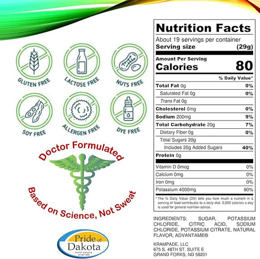 Electrolytes Powder Potassium Supplement - 4000 mg K+, >4X More Than Coconut Water | Instant Cramp Relief | Hydration Powder