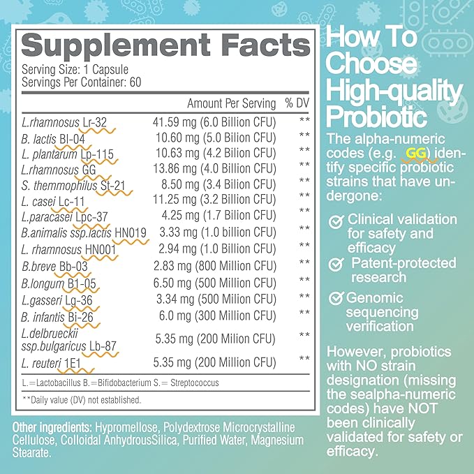 Life-Space 2 Month Serving Premium Broad Spectrum Probiotics, 32 Billion CFU & 15 Diverse Strains, Formulated for Daily Digestive Health & Immune Health, Probiotics for Women & Men, 60 Veg Capsules