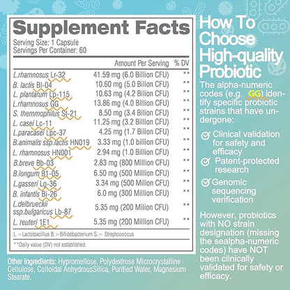 Life-Space 2 Month Serving Premium Broad Spectrum Probiotics, 32 Billion CFU & 15 Diverse Strains, Formulated for Daily Digestive Health & Immune Health, Probiotics for Women & Men, 60 Veg Capsules