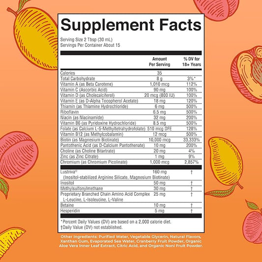 MaryRuth's Liquid Multivitamin + Hair Growth | Biotin 10000mcg | Lustriva Hair Growth Supplement | Clinically Tested in Women for Thicker Hair & Facial Wrinkles | Skin Care | Ages 18+ | 15.22 Fl Oz