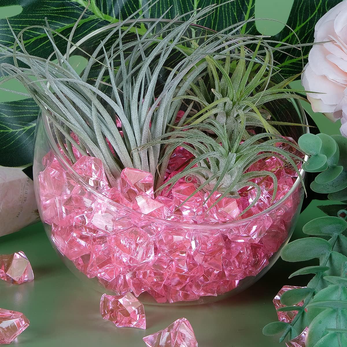 Babenest Acrylic Crushed Ice Rocks, 150 PCS Fake Crystals Plastic Ice Cubes Diamonds Gems for Vase Fillers, Home Decoration, Table Scatter, Event, Wedding, Arts & Crafts (Pink)