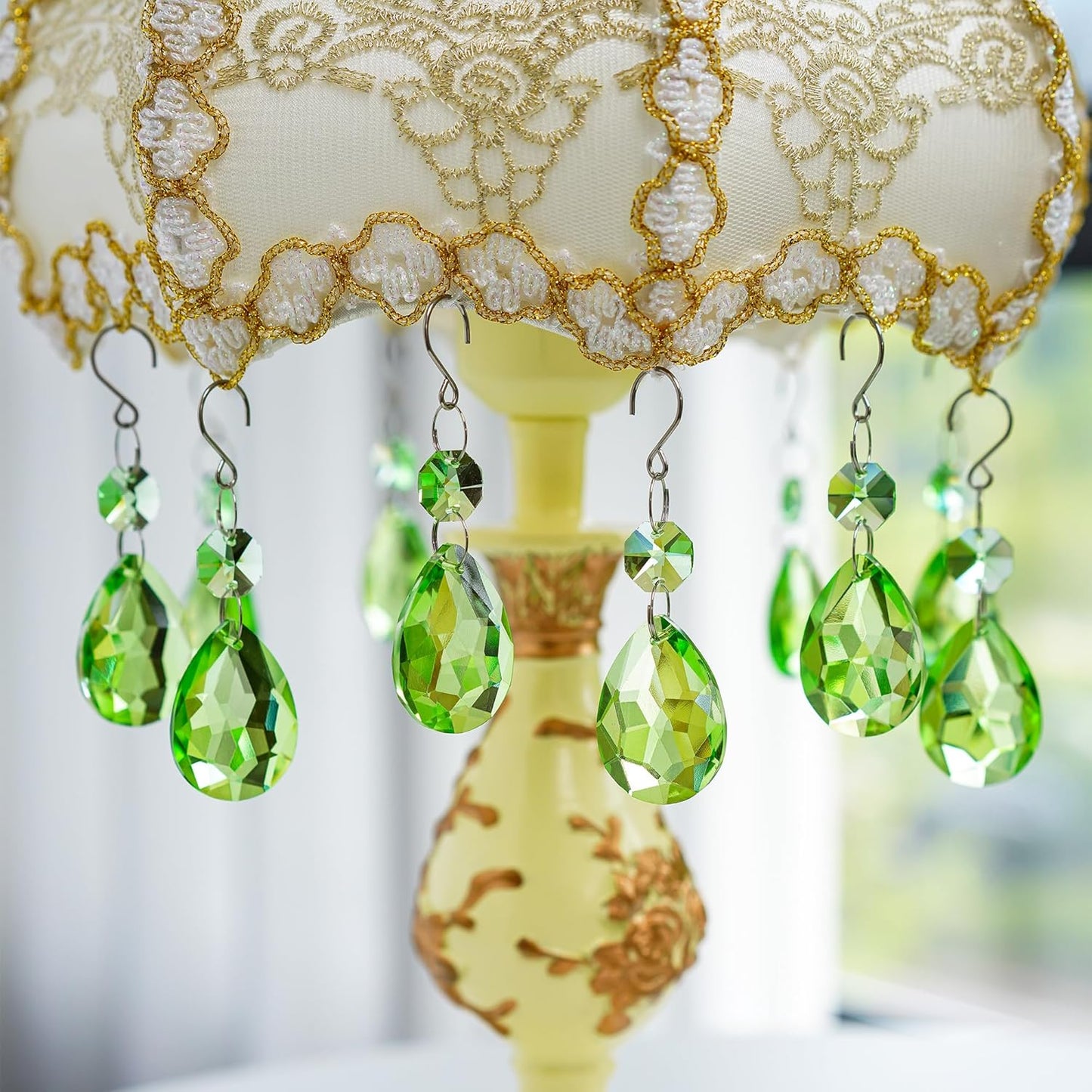 H&D HYALINE & DORA 3Inch Crystal Suncatcher Bauhinia Prisms Pendants 10Pcs Chandelier Crystals Replacement Hanging Sun Catcher Beads for DIY Arts Crafts Decor (Green)