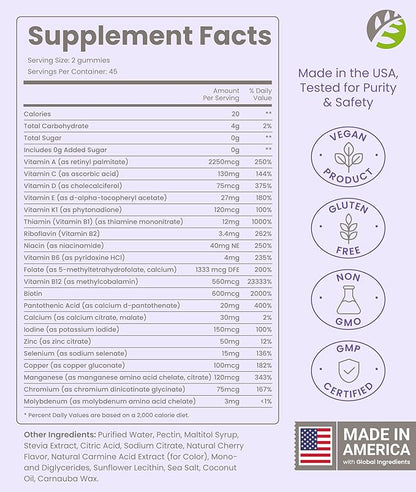 BariSlim Advanced Bariatric Multivitamin Gummies - Specially Formulated Bariatric Vitamins for Patients After Weight Loss Surgery - Supports Energy & Immune Health | Mixed Berry (90 Vegan Gummies)