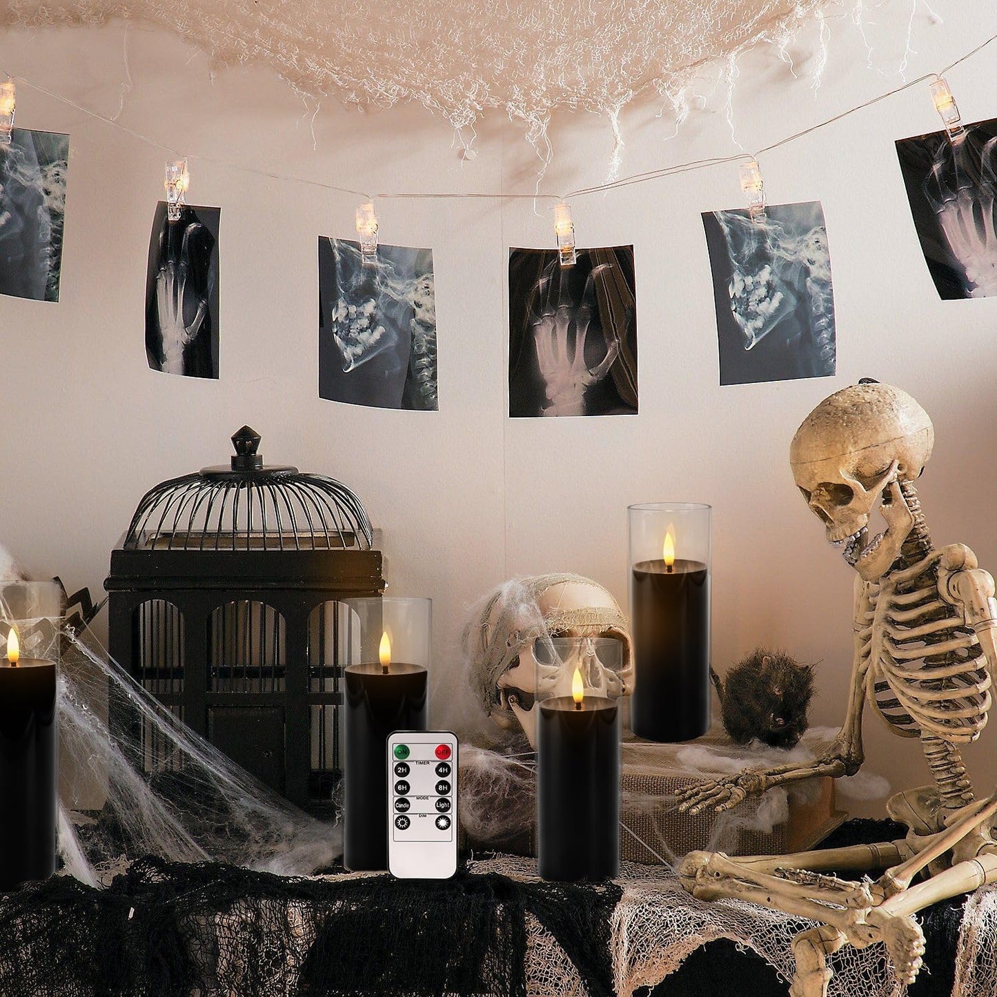 24Pack Black Flickering Flameless LED Candles with Remote & Timer, Small Pillar Acrylic LED Candles Perfect for Indoor/Outdoor Decor,Wedding,BBQ and Gift - Easily Create a Magical Atmosphere.