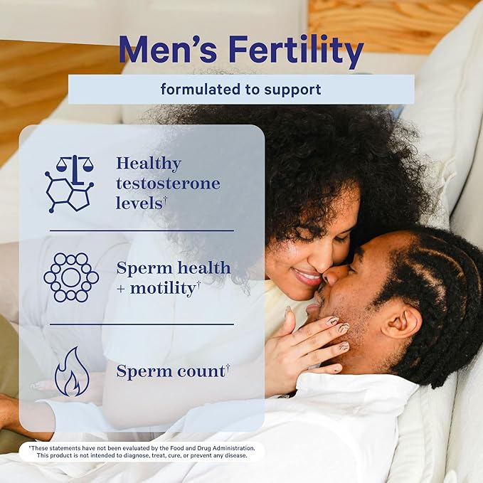 Blue Stork Fertility Supplements for Men - Supports Conception for Him - Male Prenatal Vitamins with Maca Root, Ashwagandha, Folate, B12 - Sperm Heath, Drive, Motility - 60 Capsules