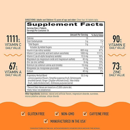 Airborne Vitamin C 1000mg (per Serving) - Citrus Chewable Tablets (96 Count in a Box) - Packaging May Vary