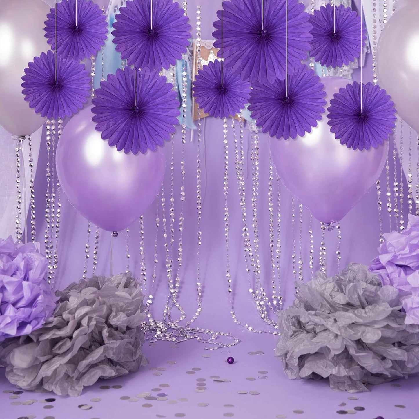 20 Pcs Purple Hanging Paper Fan, Round Paper Fans Decorations Set for Weddings, Birthdays, Engagement, Bridal Shower, Baby Shower Event, Graduation, Party Supplies Decor