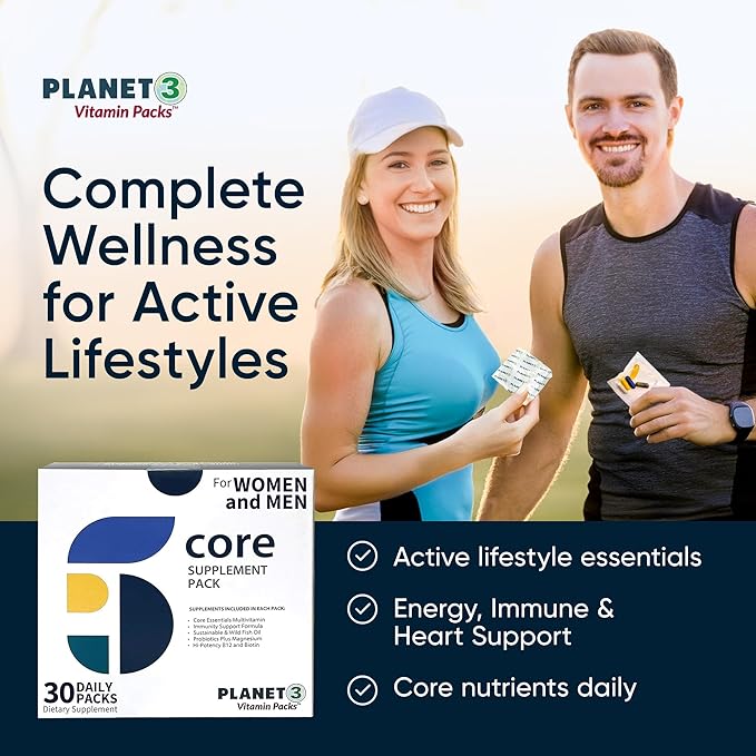 Daily Vitamin Packs for Men & Women – Multivitamin with Omega 3 for Heart Health, Immune Support with Elderberry, Vitamin C & Zinc, Eye Vitamins Lutein & Zeaxanthin – Planet 3 Vitamin Packs