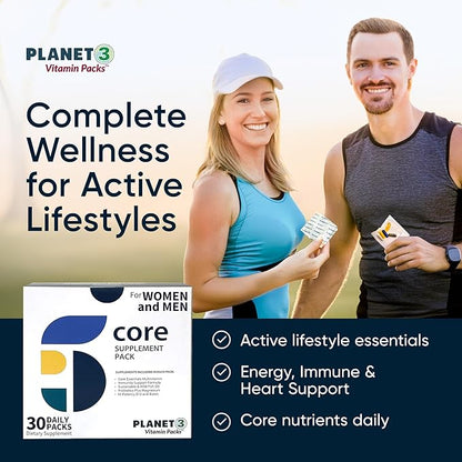 Daily Vitamin Packs for Men & Women – Multivitamin with Omega 3 for Heart Health, Immune Support with Elderberry, Vitamin C & Zinc, Eye Vitamins Lutein & Zeaxanthin – Planet 3 Vitamin Packs