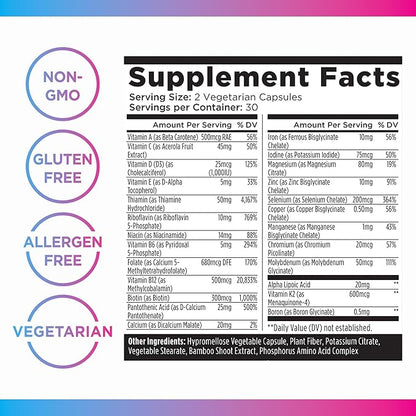 Livingood Daily Methylated Multivitamin for Women and Men, Multi Vitamin Supplement with Alpha Lipoic Acid, B Vitamins, Iron, Zinc and Selenium, Energy, Metabolism and Immune Support, 60 Capsules