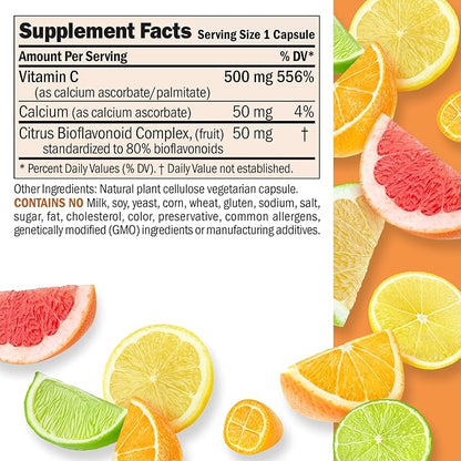 ANDREW LESSMAN Vitamin C 500 Complex 360 Capsules - Non-Acidic Vitamin C Plus Citrus Bioflavonoids for Immune System and Anti-Oxidant Support, No Stomach Upset, Small Easy to Swallow Capsules