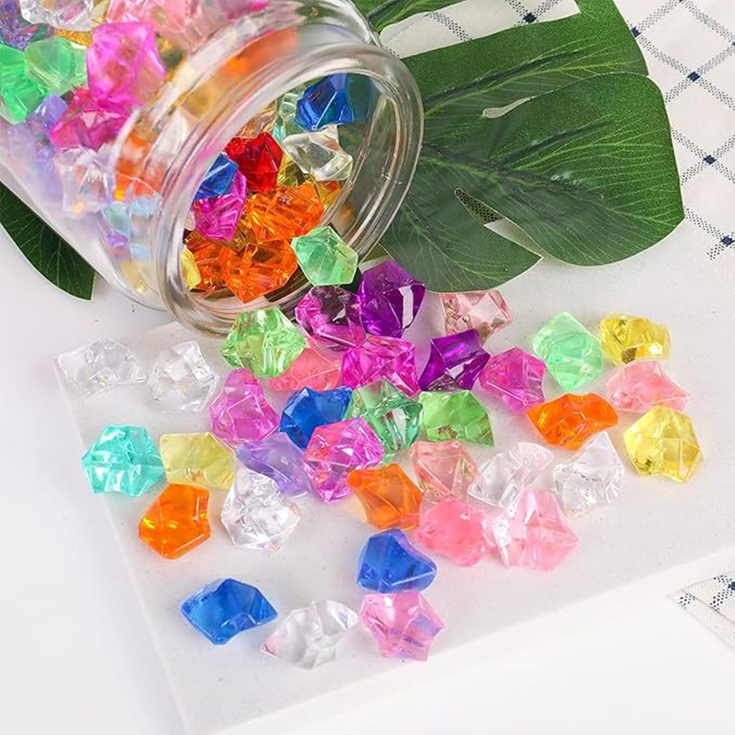 Multicolor Vase Fillers Sparkling Fake Crush Ice Rocks Acrylic Diamonds for Wedding Centerpieces Home Party Table Scatter Fake Diamonds Plastic Ice Cubes for Kids Toy Decoration Wedding Display