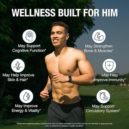 Pure By Nature One-Daily Multivitamin for Men, Immune Support Supplement with Non-GMO Ingredient, Vitamin & Minerals for Energy, 60 Veggie Capsules