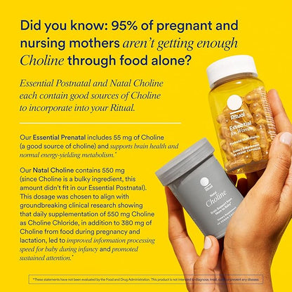 Ritual Essential for Women Postnatal Multivitamin - Postpartum Vitamin - Omega-3 DHA & Choline for Lactation Support, Vitamin A, C, D3 & Zinc for Immune Function Support*, B12, Iodine, Biotin, 30 Day
