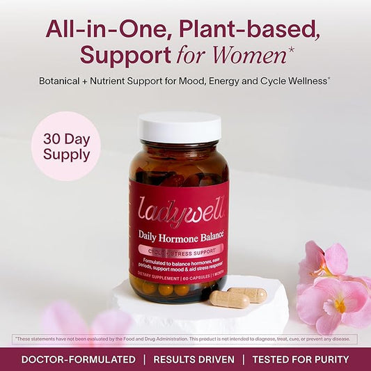Daily Hormone Balance Capsules | Natural Cycle Support for Women | Supports Mood, Bloating, Cramps, Skin Health & Cravings | with Chasteberry, B Vitamins, Ashwagandha, Saffron & More | 60 Ct