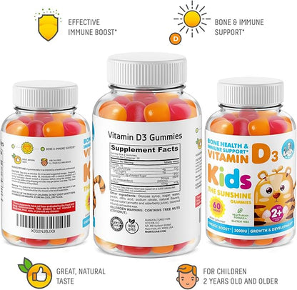 DR. MORITZ Vitamin D Gummies for Kids and Adults (2000 IU) - Chewable Kids Vitamin D Supplement for Immune Support - Vegetarian and Gelatin-Free, 2 Pack (120 Count)
