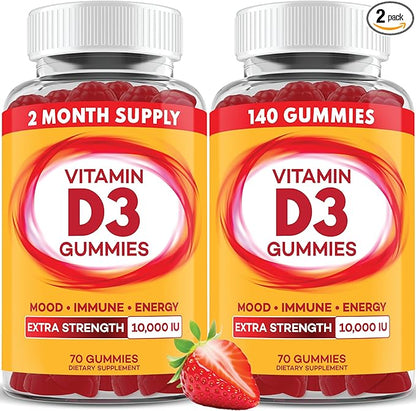PAYÉ Vitamin D Gummies, D3, 10,000 IU (250 mcg) per Serving, Dietary Supplement for Bone, Teeth, Muscle and Immune Health Support Kids and Adults* - 140 Count