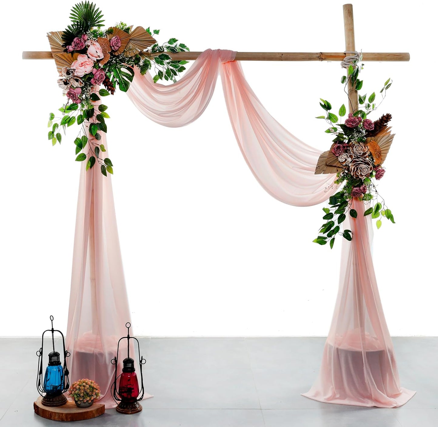VDS Pack of 1 Panel (30 Inch X 30 Feet) Wedding Arch Draping Fabric Sheer Chiffon Fabric Drapery for Wedding Ceremony Reception Swag Backdrop Canopy Chuppah ARBO Altars Decoration (Dusty Rose)
