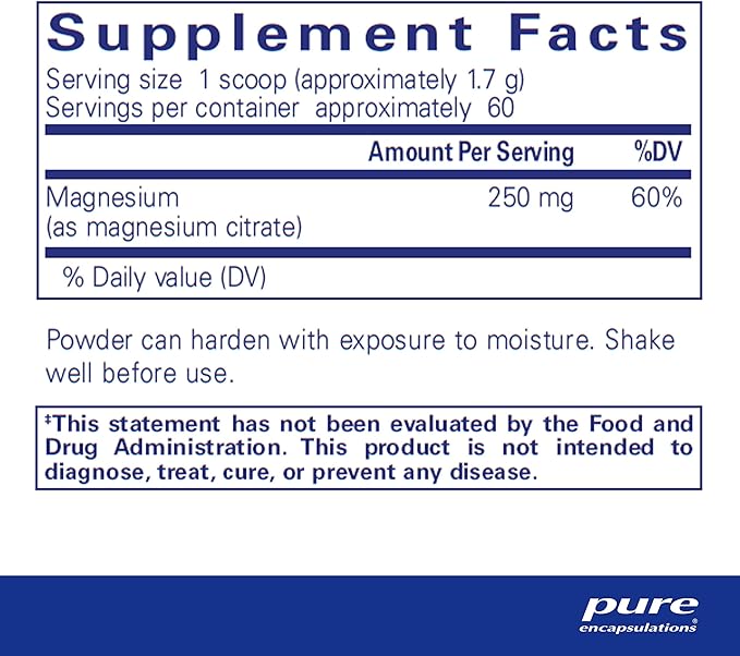 Pure Encapsulations Magnesium (Powder) | Supports Cardiovascular Function, Muscle Function, and Calming | 3.7 Ounces