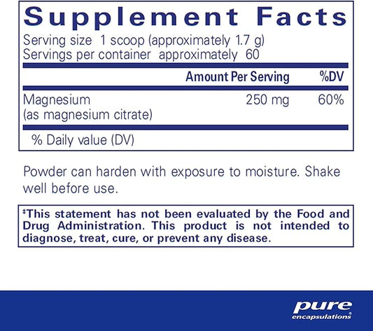 Pure Encapsulations Magnesium (Powder) | Supports Cardiovascular Function, Muscle Function, and Calming | 3.7 Ounces