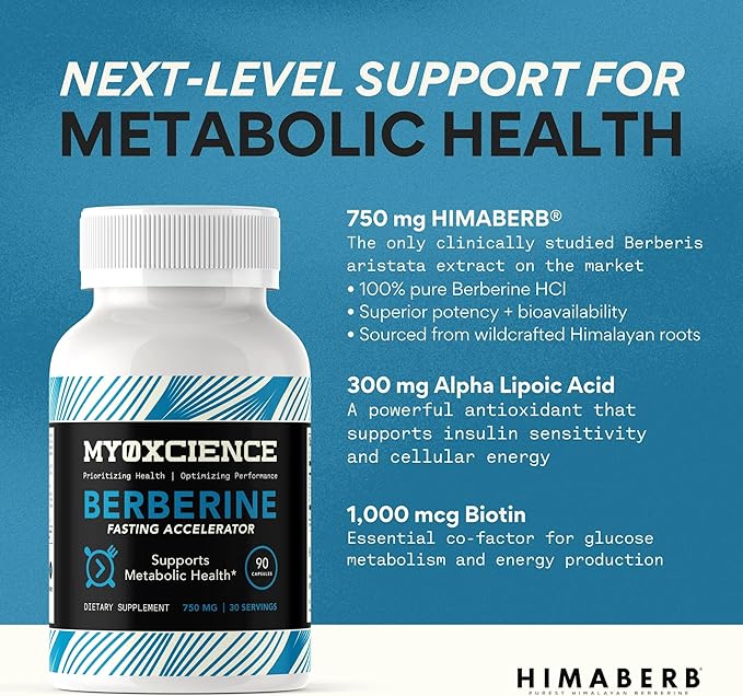 MYOXCIENCE Berberine Fasting Accelerator | Himaberb Berberine HCL with ALA (Alpha Lipoic Acid) and Biotin (90 Capsules)