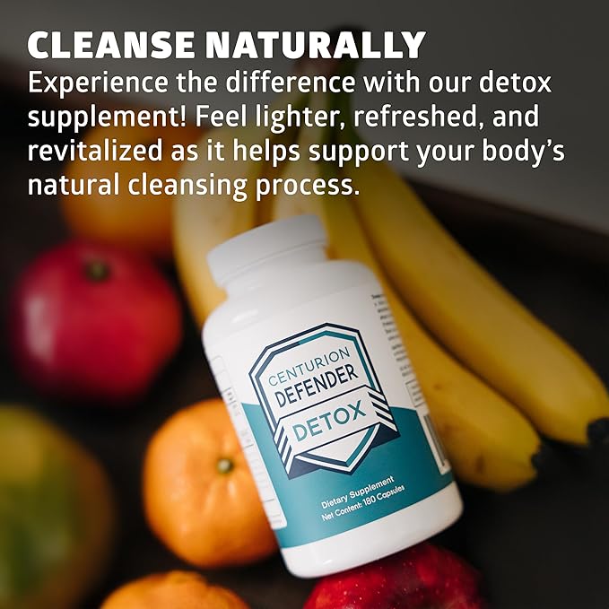 Centurion Defender Detox, Liver Cleanse Detox & Repair Supplement with Phosphatidylcholine, Vitamin B6, Folate, L-Methionine and R-lipoic Acid, 180 Caps