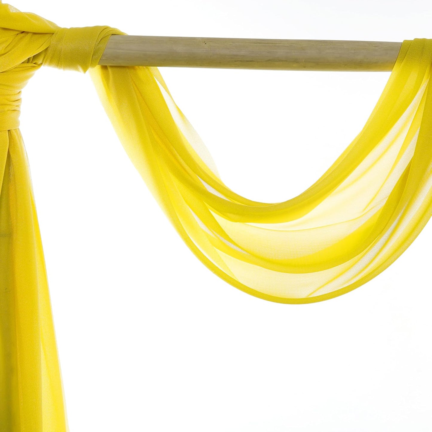 VDS Pack of 2 Panel (30 Inch X 100 Feet) Wedding Arch Draping Fabric Sheer Chiffon Fabric Drapery for Wedding Ceremony Reception Swag Backdrop Canopy Chuppah ARBO Altars Decoration (Yellow)